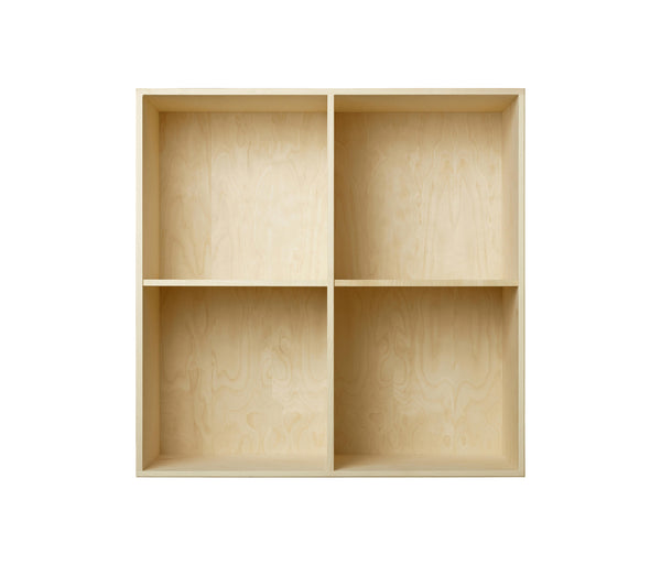 001 Bookcase whole Vertical middle side Dimensions H70 W70 D21 / 30 / 34.5 Birch veneer