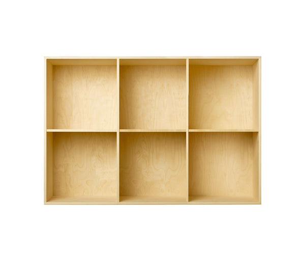 005 Bookcase 105 Vertical middle side Dimensions H70 W104.4 D30 / 34.5 Birch veneer