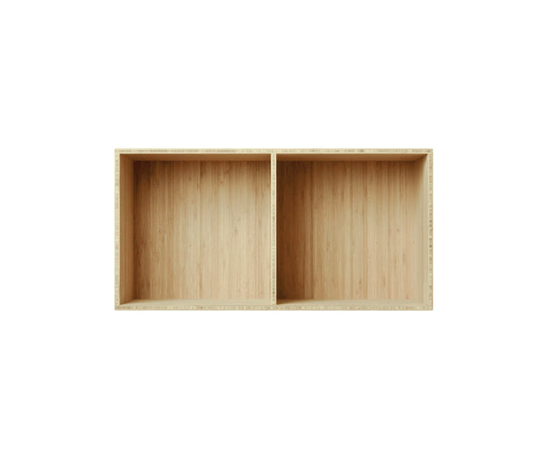 007 Bookcase Half Horizontal w. middle side Dimensions H35 W70 D21 / 30 / 34.5 Bamboo