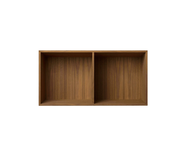 007 Bookcase Half Horizontal w. middle side Dimensions H35 W70 D21 / 30 / 34.5 Walnut