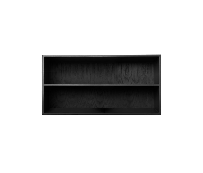 008 Bookcase Half Horizontal w. whole shelf Dimensions H35 W70 D21 / 30 / 34.5 Ash Black Stained