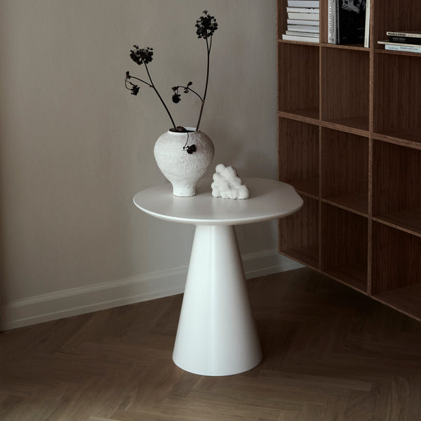 065 Table Cloud Side Table High Ø70 Soft White Dimensions H60 W70 D70 Table top: Painted Wood; Frame: Powder coated steel