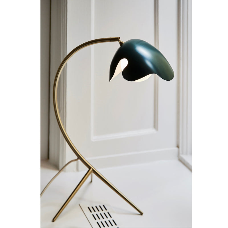 085 Table Lamp PS38 Shade: Palm Green. Frame: Brass with clear lacquer